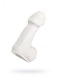 Белая свеча в форме пениса - 47 гр. - Pecado - купить с доставкой в Краснодаре