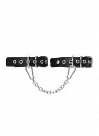 Черные оковы из одного ремешка с люверсами - Pecado - купить с доставкой в Краснодаре
