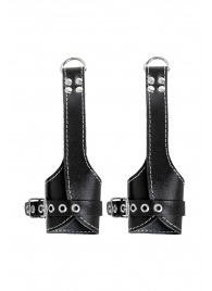 Черные подвесы с белой строчкой - Pecado - купить с доставкой в Краснодаре