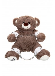 Бондажный набор: бурый мишка с белыми оковами и наручниками - Pecado - купить с доставкой в Краснодаре