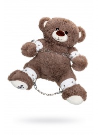 Бондажный набор: бурый мишка с белыми оковами и наручниками - Pecado - купить с доставкой в Краснодаре