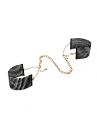 Чёрные дизайнерские наручники Desir Metallique Handcuffs Bijoux - Bijoux Indiscrets - купить с доставкой в Краснодаре