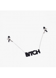 Зажимы на соски с кожаной подвеской Bitch - Crazy Handmade - купить с доставкой в Краснодаре