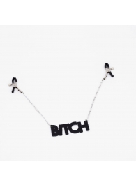 Зажимы на соски с кожаной подвеской Bitch - Crazy Handmade - купить с доставкой в Краснодаре