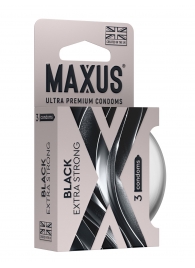 Черные утолщенные презервативы MAXUS Extra Strong с железным кейсом - 3 шт. - Maxus - купить с доставкой в Краснодаре