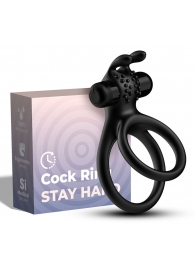 Черное эрекционное виброкольцо с подхватом мошонки Stay Hard - Boys of Toys - в Краснодаре купить с доставкой