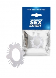 Эластичное эрекционное кольцо с шипиками и шариками - Sex Expert - в Краснодаре купить с доставкой