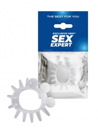 Эластичное эрекционное кольцо с шариками и лучами - Sex Expert - в Краснодаре купить с доставкой