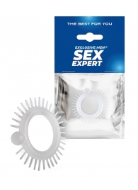 Эластичное эрекционное кольцо с шипиками и шариком - Sex Expert - в Краснодаре купить с доставкой