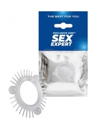 Эластичное эрекционное кольцо с 3 шариками и шипами - Sex Expert - в Краснодаре купить с доставкой