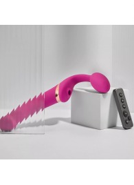 Ярко-розовый безремневой страпон Multi Orgasm Bendable Strap-On size L с клиторальной стимуляцией - Strap-on-me - купить с доставкой в Краснодаре