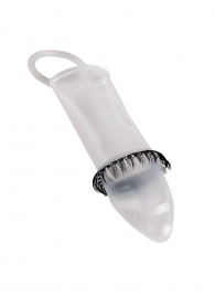 Закрытая насадка на пенис с подхватом мошонки и стимулирующими «ресничками» - Sextaz - в Краснодаре купить с доставкой