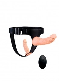 Женский страпон с 2 насадками, вибрацией и пультом ДУ - Erowoman-Eroman - купить с доставкой в Краснодаре