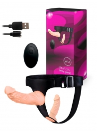 Женский страпон с 2 насадками, вибрацией и пультом ДУ - Erowoman-Eroman - купить с доставкой в Краснодаре