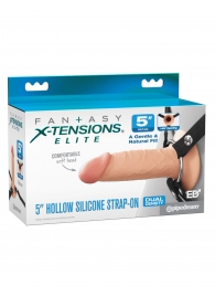 Телесный пустотелый фаллопротез 5’’ Hollow Silicone Strap-On - 14 см. - Pipedream - купить с доставкой в Краснодаре
