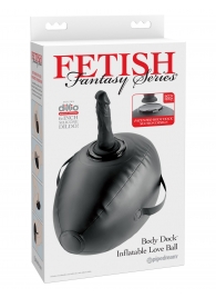 Черный надувной мяч с платформой для фиксации дилдо Body Dock Inflatable Love Ball - Pipedream - купить с доставкой в Краснодаре