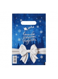 Сине-белый подарочный новогодний пакет с вырубной ручкой (20х30 см) - Сима-Ленд - купить с доставкой в Краснодаре