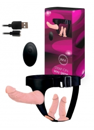 Женский страпон с 3 насадками и вибрацией - Erowoman-Eroman - купить с доставкой в Краснодаре