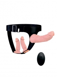 Женский страпон с 3 насадками и вибрацией - Erowoman-Eroman - купить с доставкой в Краснодаре