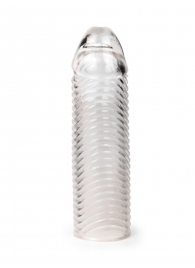 Прозрачная закрытая насадка на пенис с ребрышками - 16 см. - Sex Expert - в Краснодаре купить с доставкой