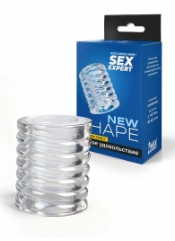 Прозрачная сквозная насадка на пенис с ребрышками - Sex Expert - в Краснодаре купить с доставкой