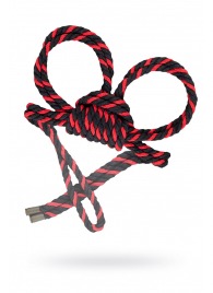 Черно-красные наручники-оковы ’’Узел-омега’’ из хлопковой веревки - Pecado - купить с доставкой в Краснодаре
