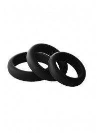 Набор из 3 черных эрекционных колец Smooth Silicone Cockring Pack - Dream Toys - в Краснодаре купить с доставкой