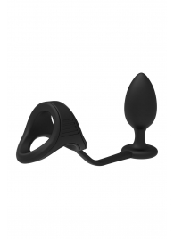 Черное эрекционное кольцо с анальной пробкой Cockstrap With Anal Plug - Dream Toys - в Краснодаре купить с доставкой