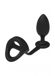 Черное эрекционное кольцо с анальной пробкой Cockstrap With Anal Plug - Dream Toys - в Краснодаре купить с доставкой