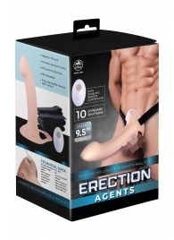 Телесный полый страпон с вибрацией Erection Agents - 24,1 см. - NMC - купить с доставкой в Краснодаре