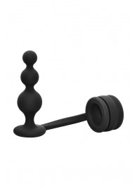 Черное эрекционное кольцо с анальной елочкой Cockring With Beaded Anal Plug - Dream Toys - в Краснодаре купить с доставкой