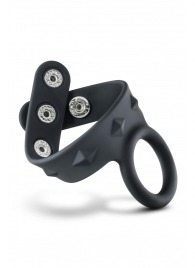 Черное эрекционное кольцо с подхватом мошонки на кнопках VS6 - Blush Novelties - в Краснодаре купить с доставкой