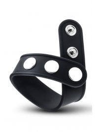 Черное эрекционное кольцо на кнопках - Blush Novelties - в Краснодаре купить с доставкой