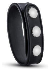 Черное эрекционное кольцо на кнопках - Blush Novelties - в Краснодаре купить с доставкой