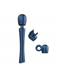 Синий вибромассажёр с насадками Man.wand Edgy - Manwan - в Краснодаре купить с доставкой