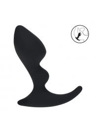 Черная анальная пробка для массажа простаты Double Ripple Silicone Prostate Massager - Shots Media BV - в Краснодаре купить с доставкой