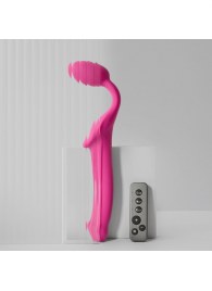 Ярко-розовый безремневой страпон Strap-on-me Vibrating Bendable Strap-On size M - Strap-on-me - купить с доставкой в Краснодаре