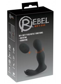 Черная анальная пробка с вибрацией, вращением и пультом ДУ RC Butt Plug with 2 Functions - Orion - в Краснодаре купить с доставкой
