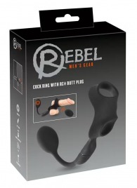 Черное виброкольцо с анальной пробкой Cock Ring with RC Butt Plug - Orion - в Краснодаре купить с доставкой