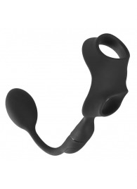 Черное виброкольцо с анальной пробкой Cock Ring with RC Butt Plug - Orion - в Краснодаре купить с доставкой