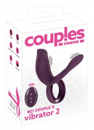 Фиолетовая насадка на член с клиторальным отростком и пультом ДУ RC Couple’s Vibrator 2 - Orion - в Краснодаре купить с доставкой
