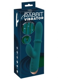 Зеленый вибратор-кролик с подвижным кольцом Thumping Rabbit Vibrator - 22,7 см. - Orion