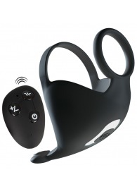 Черная вибронасадка для эрекции и стимуляции мошонки Cock ring with RC ball massager - Orion - в Краснодаре купить с доставкой