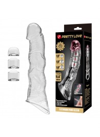 Прозрачный фаллоудлинитель с 3 вставками - 28 см. - Baile - в Краснодаре купить с доставкой