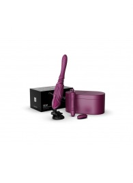 Фиолетовая секс-машина с функцией нагрева, насадками и присоской Sesh - Zalo - купить с доставкой в Краснодаре