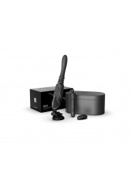 Черная секс-машина с функцией нагрева, насадками и присоской Sesh - Zalo - купить с доставкой в Краснодаре