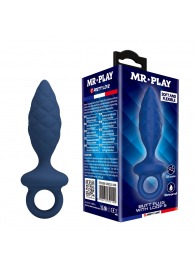 Синяя анальная пробка с кольцом Butt Plug with Loop S - 11,5 см. - Baile
