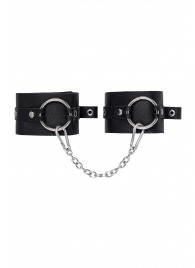 Черные оковы из толстой кожи с люверсами - Pecado - купить с доставкой в Краснодаре