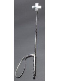 Серебристый стек с наконечником-крестом из искусственной кожи - 70 см. - Sitabella - купить с доставкой #SOTBIT_REGIONS_UF_V_REGION_NAME#