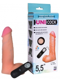 Фаллическая насадка Харнесс UNICOCK 5,5  с вибрацией - 17 см. - LOVETOY (А-Полимер) - купить с доставкой в Краснодаре